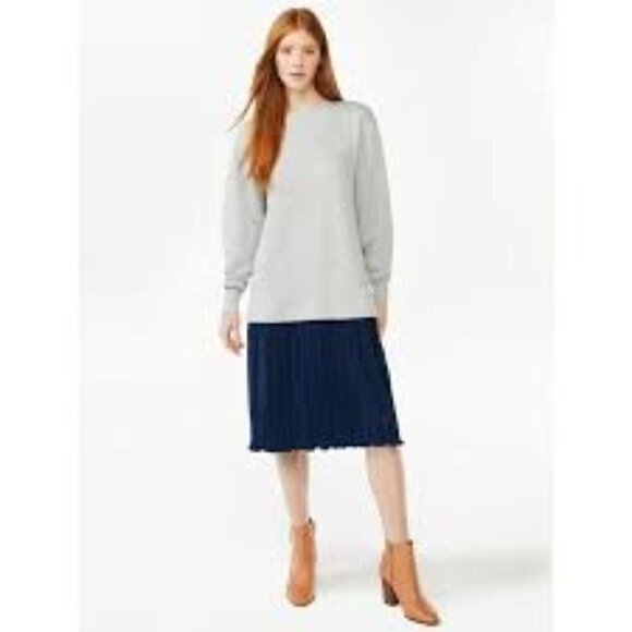 Free Assembly Mixy dress sweatshirt pleated grey navy XL - Picture 1 of 7